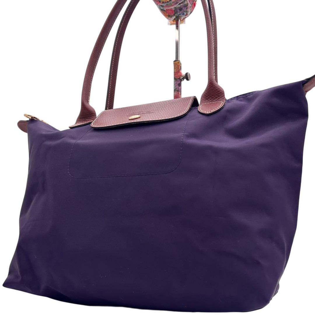 美品　ロンシャン　プリアージュ　トートバッグ　ナイロン　紫　A4収納◎　肩掛け◎