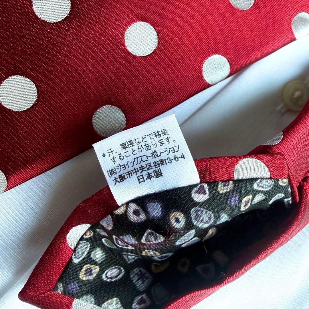 【美品】 ポールスミス 高級 ネクタイ ドット レッド グレー シルク 日本製