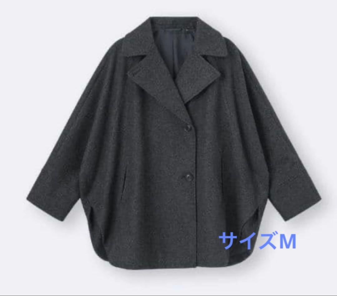 GU ジーユー　コージーメルトンケープコート グレーM