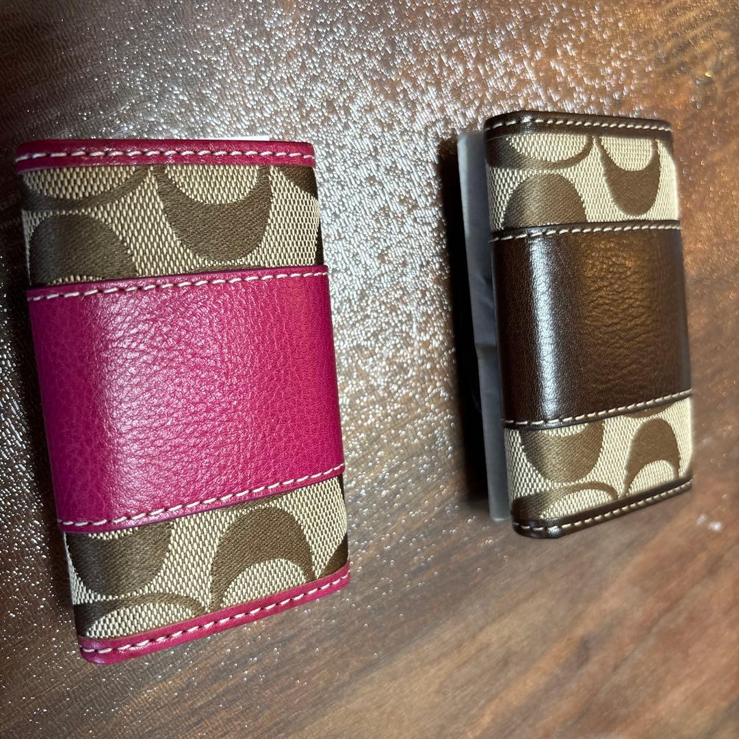 ※ポム　【未使用】COACH 二つ折りキーケース ピンク ブラウン