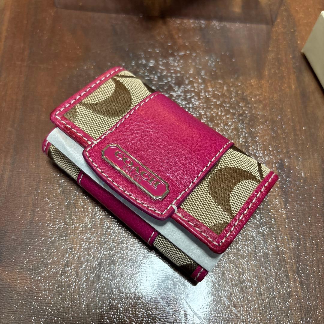 ※ポム　【未使用】COACH 二つ折りキーケース ピンク ブラウン