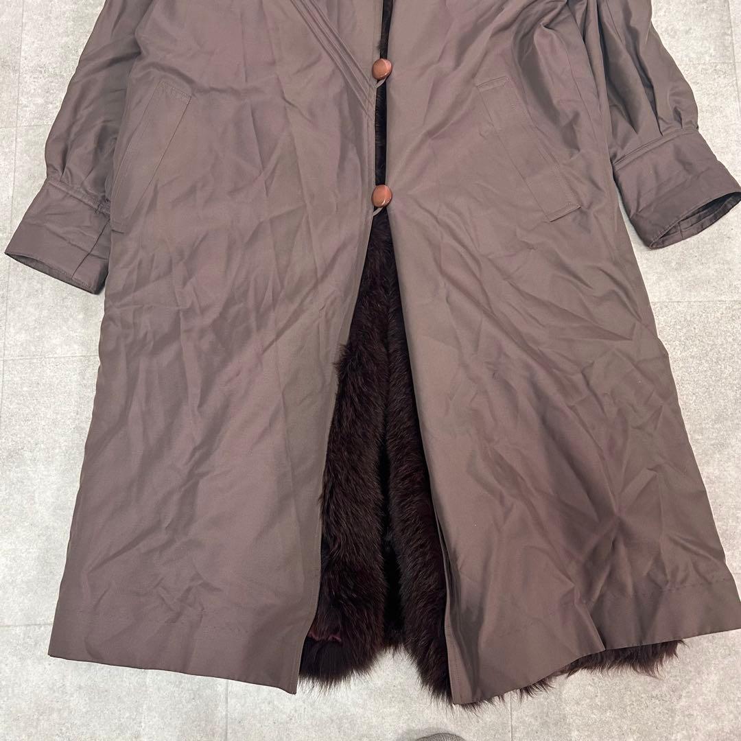 美品✨ ロングコート　ライナー リアルファー ラム フォックス 毛皮　ブラウン系
