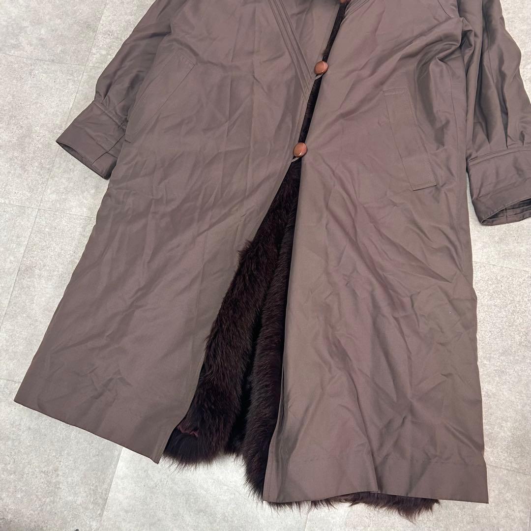 美品✨ ロングコート　ライナー リアルファー ラム フォックス 毛皮　ブラウン系