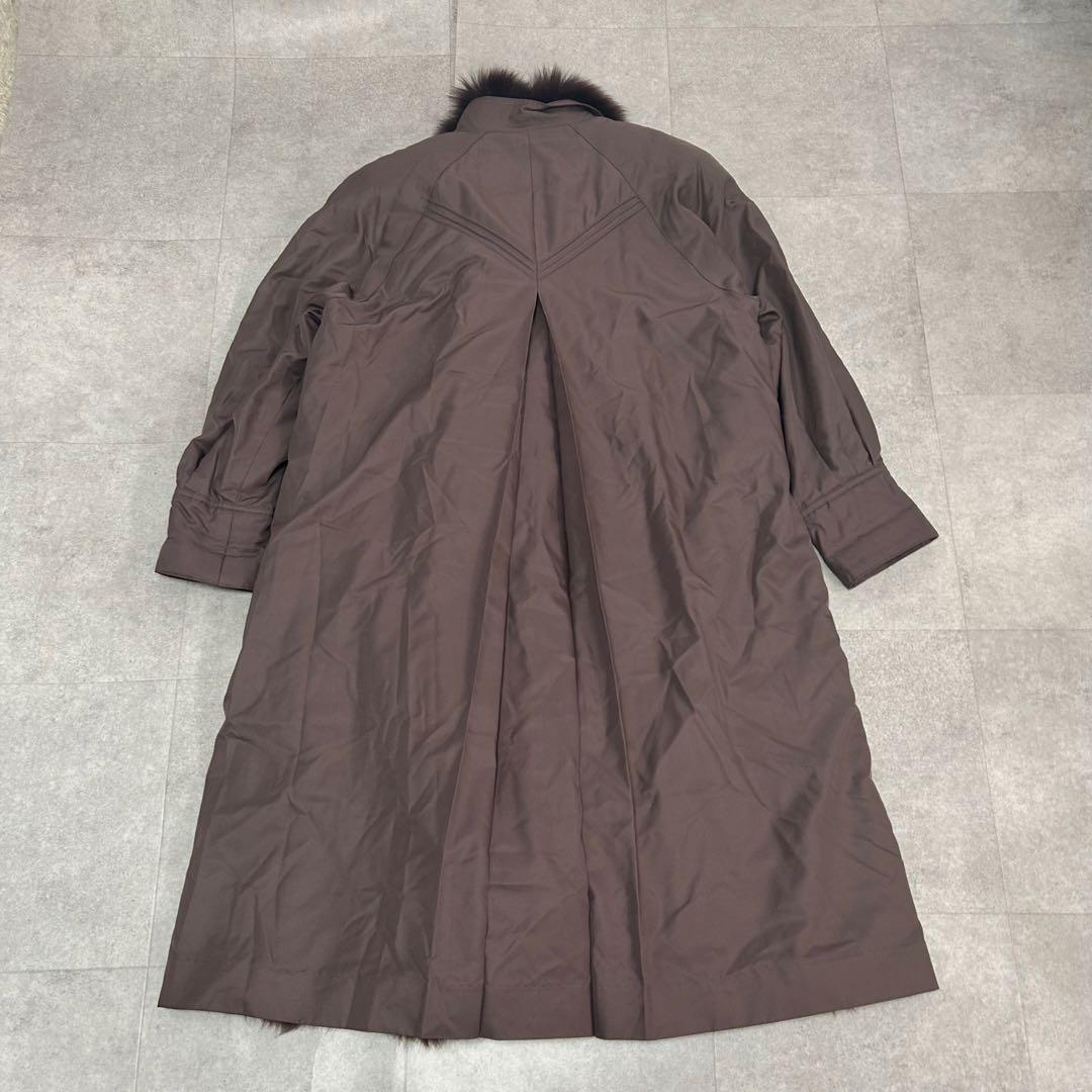 美品✨ ロングコート　ライナー リアルファー ラム フォックス 毛皮　ブラウン系