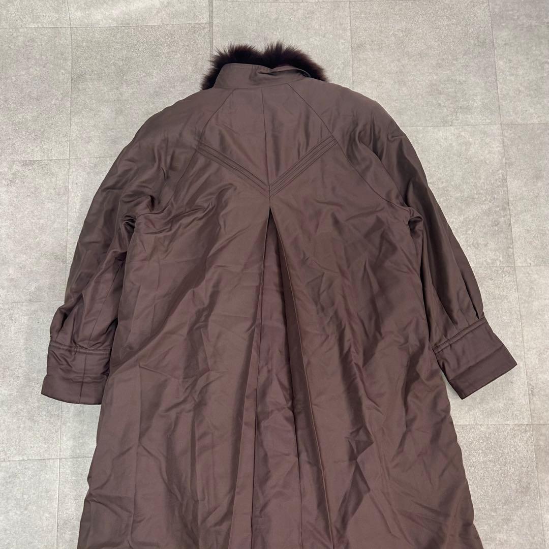 美品✨ ロングコート　ライナー リアルファー ラム フォックス 毛皮　ブラウン系