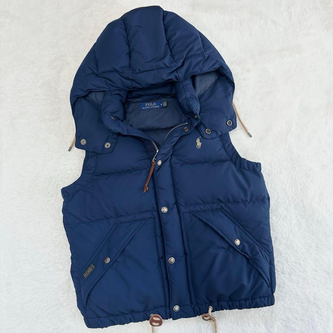 ポロラルフローレン　ダウンベスト　ネイビー　レディース　ポニー　フーデッド　M