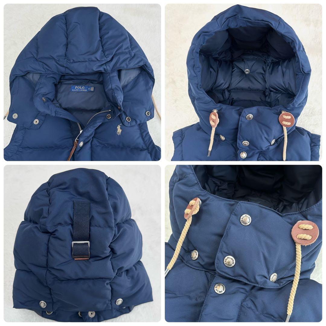 ポロラルフローレン　ダウンベスト　ネイビー　レディース　ポニー　フーデッド　M
