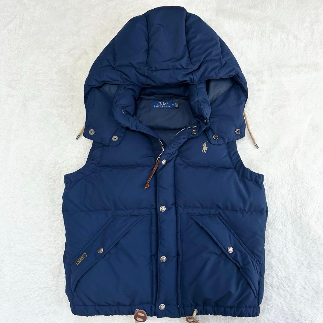 ポロラルフローレン　ダウンベスト　ネイビー　レディース　ポニー　フーデッド　M