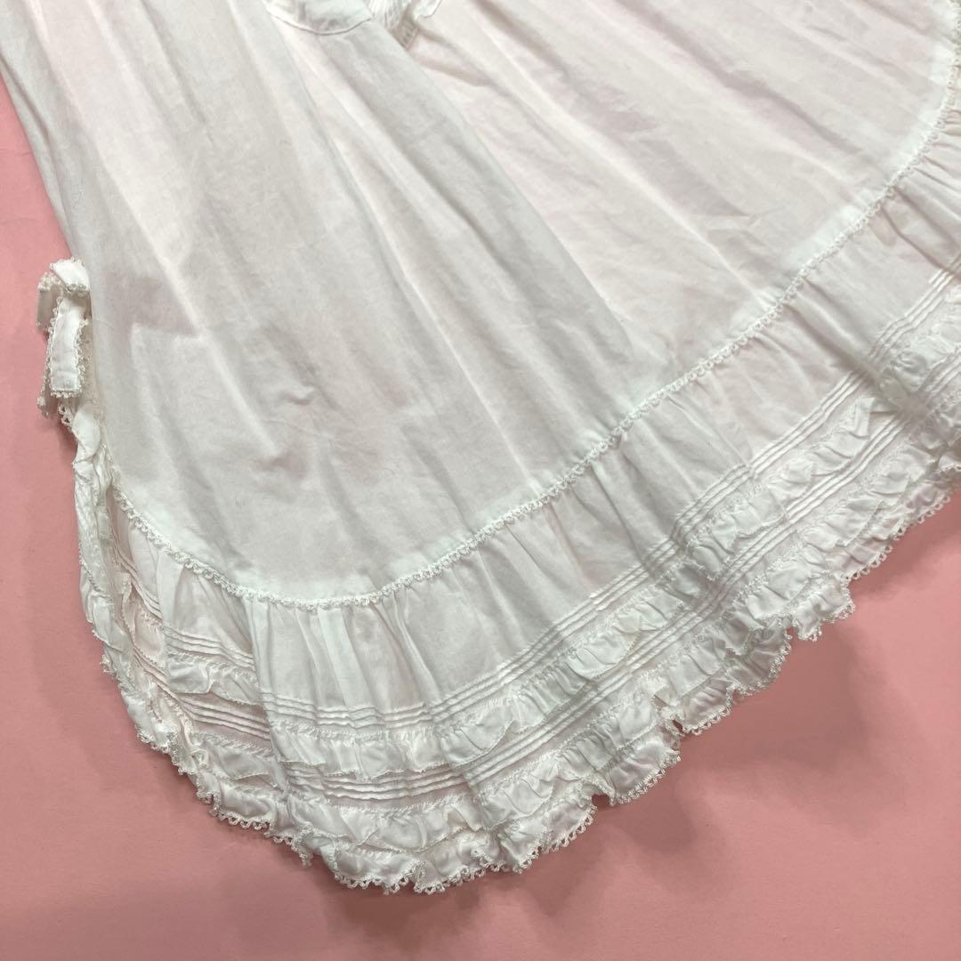 ピンクハウス 白 豪華 フード付き綿ローンタブリエ