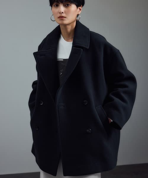 【試着のみ】WEB限定 サロンアダムエロペ MANTECOコート S ネイビー