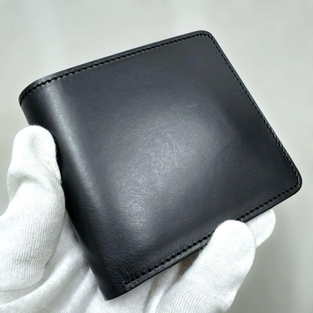 未使用品 大峡製鞄 レザー 二つ折り財布 ブラック