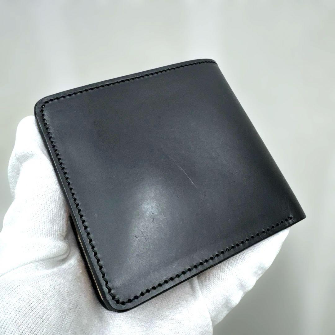 未使用品 大峡製鞄 レザー 二つ折り財布 ブラック
