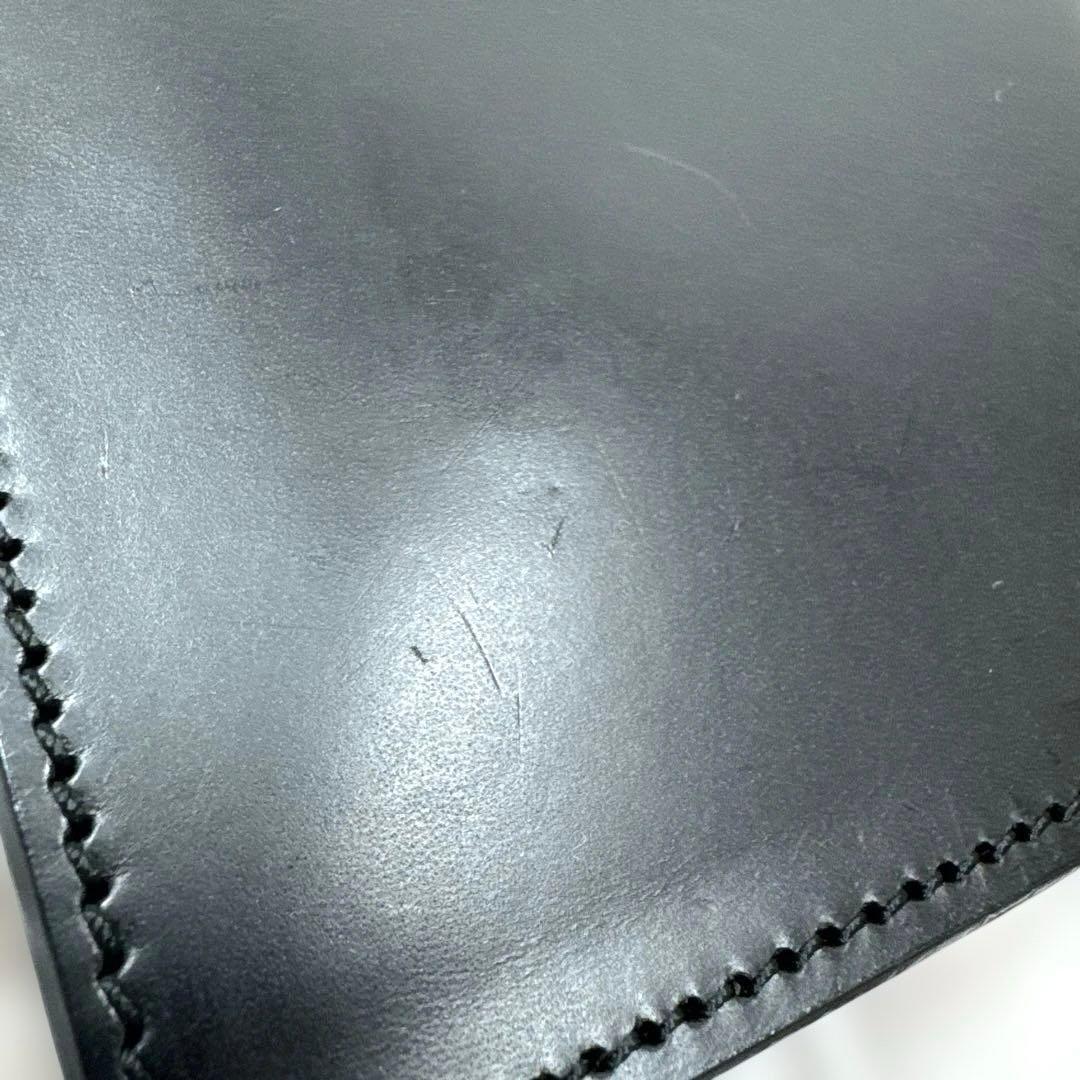 未使用品 大峡製鞄 レザー 二つ折り財布 ブラック