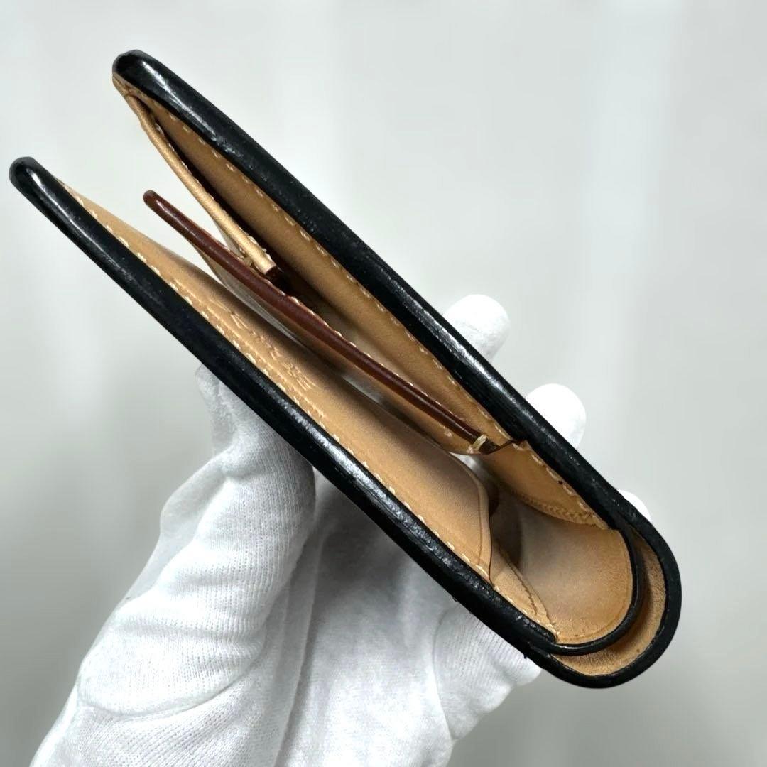 未使用品 大峡製鞄 レザー 二つ折り財布 ブラック