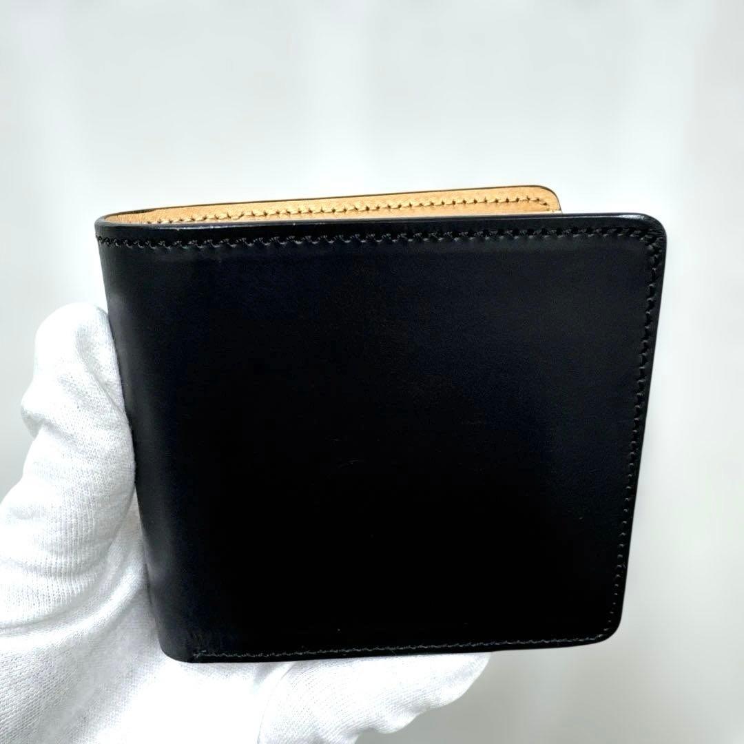 未使用品 大峡製鞄 レザー 二つ折り財布 ブラック