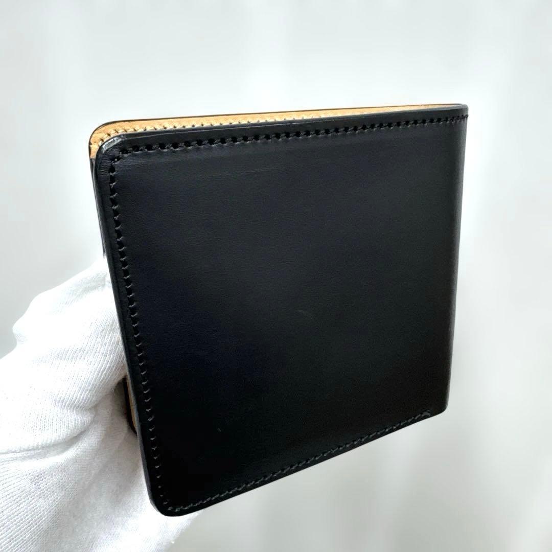 未使用品 大峡製鞄 レザー 二つ折り財布 ブラック