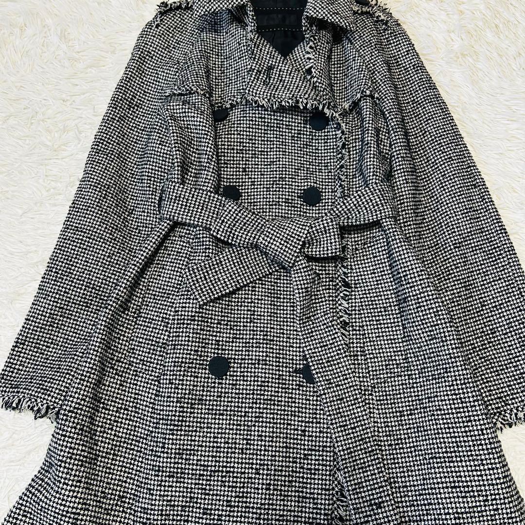 TO BE CHIC 千鳥格子柄ツイードトレンチコート シルクブレンド 40/L