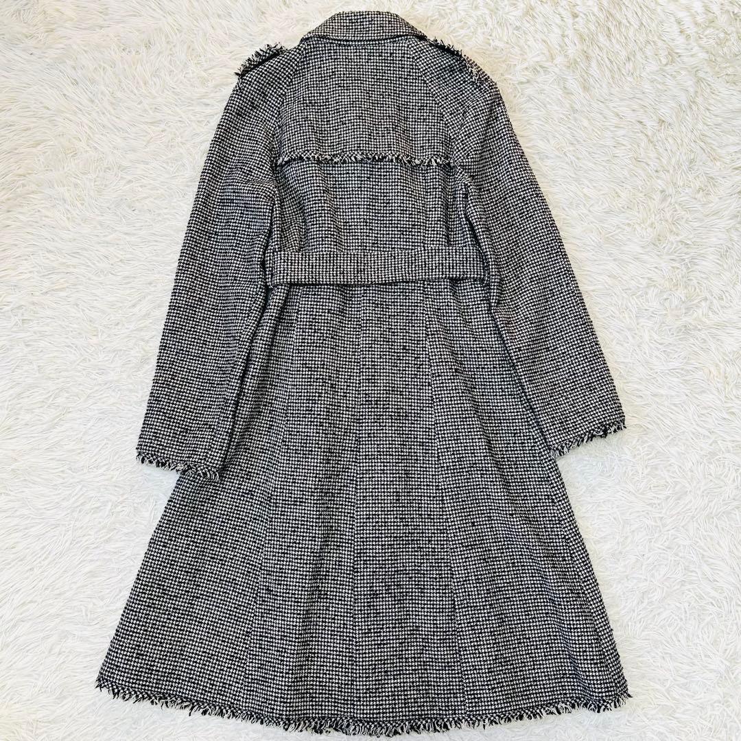 TO BE CHIC 千鳥格子柄ツイードトレンチコート シルクブレンド 40/L