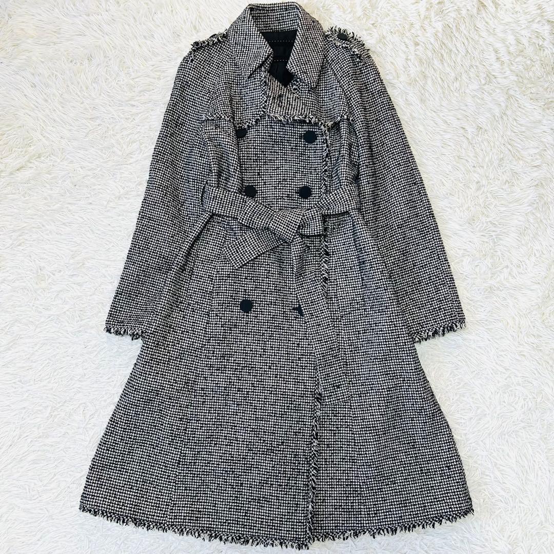 TO BE CHIC 千鳥格子柄ツイードトレンチコート シルクブレンド 40/L
