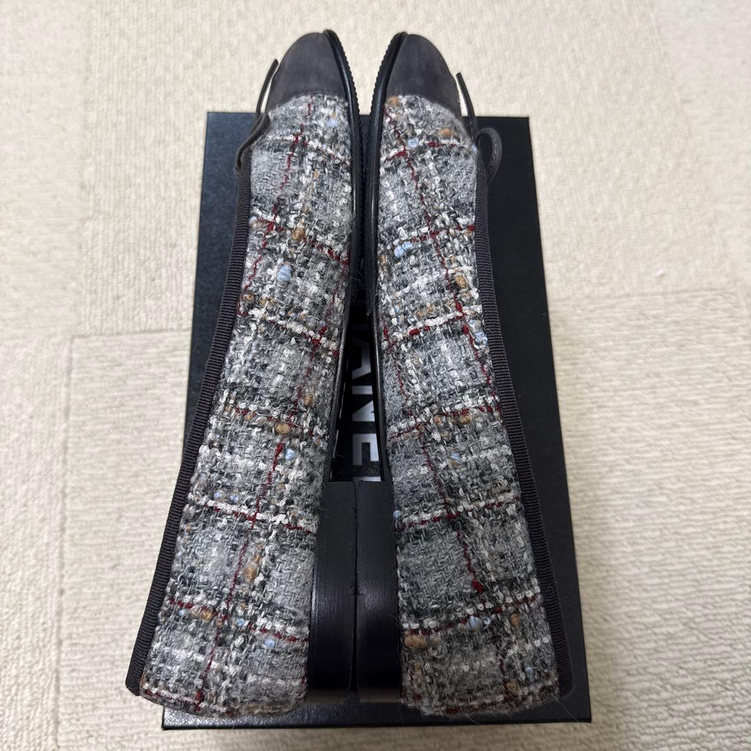 CHANEL ツイードバレリーナシューズ 39.5
