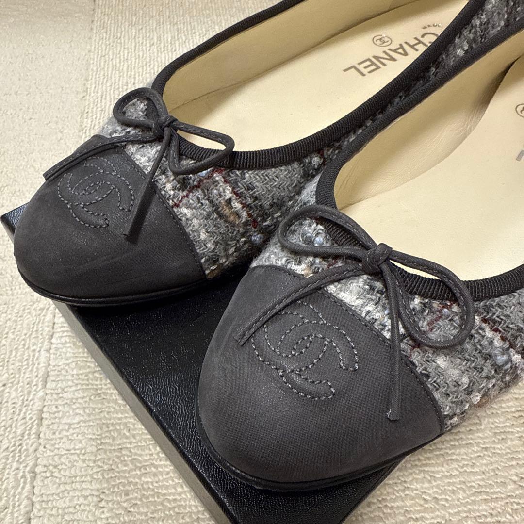 CHANEL ツイードバレリーナシューズ 39.5