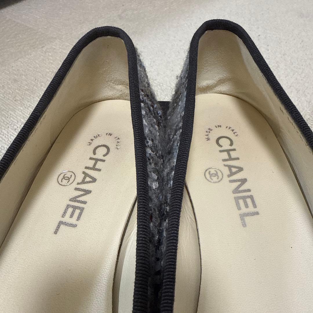 CHANEL ツイードバレリーナシューズ 39.5
