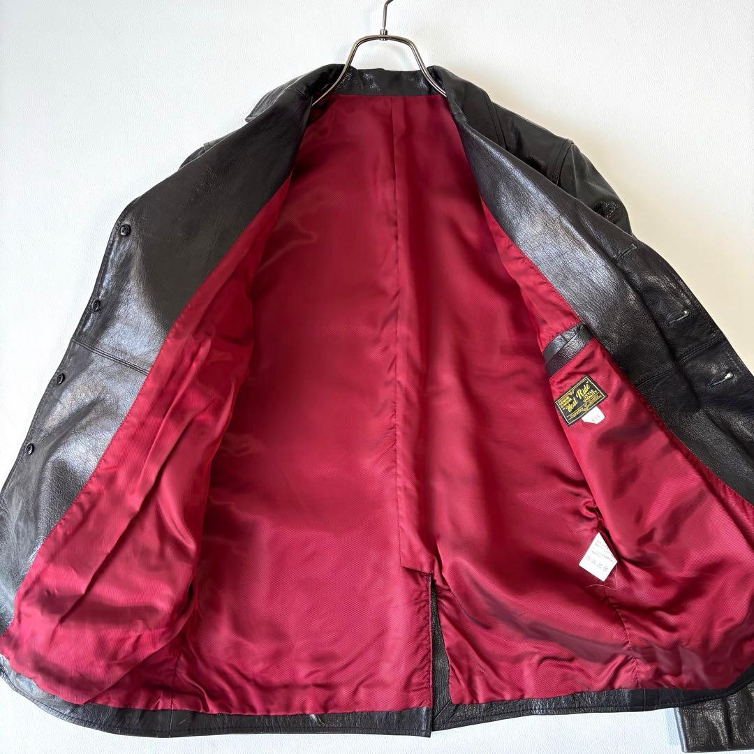 【希少】ウエストライド テーラードジャケット 羊革 レザー 38 ブラック