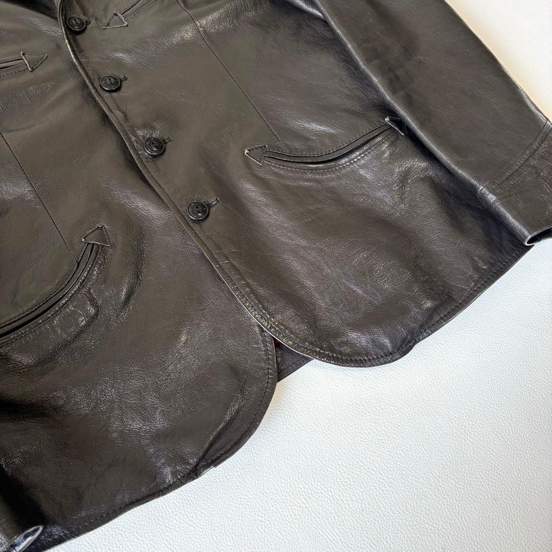 【希少】ウエストライド テーラードジャケット 羊革 レザー 38 ブラック