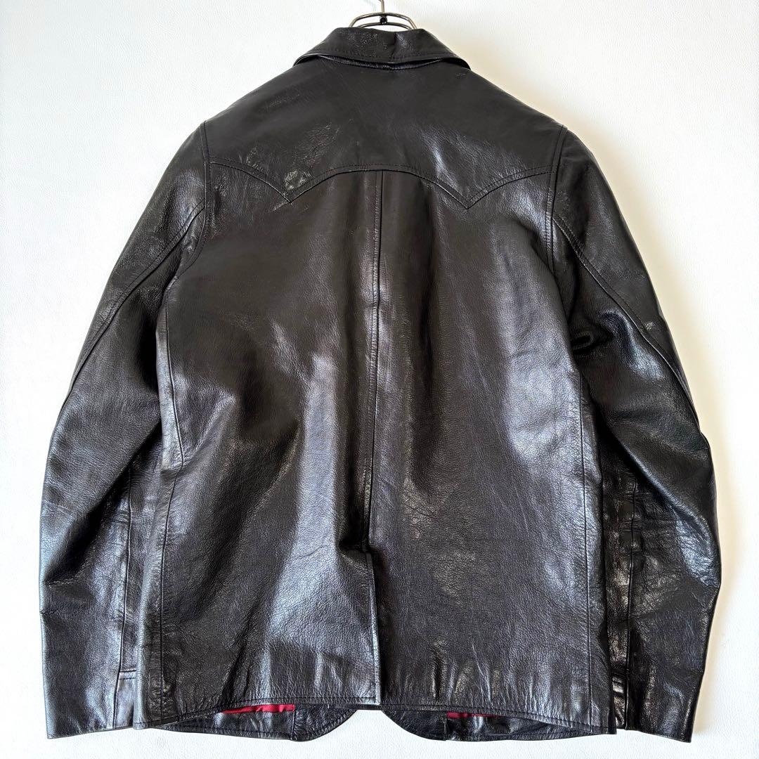 【希少】ウエストライド テーラードジャケット 羊革 レザー 38 ブラック