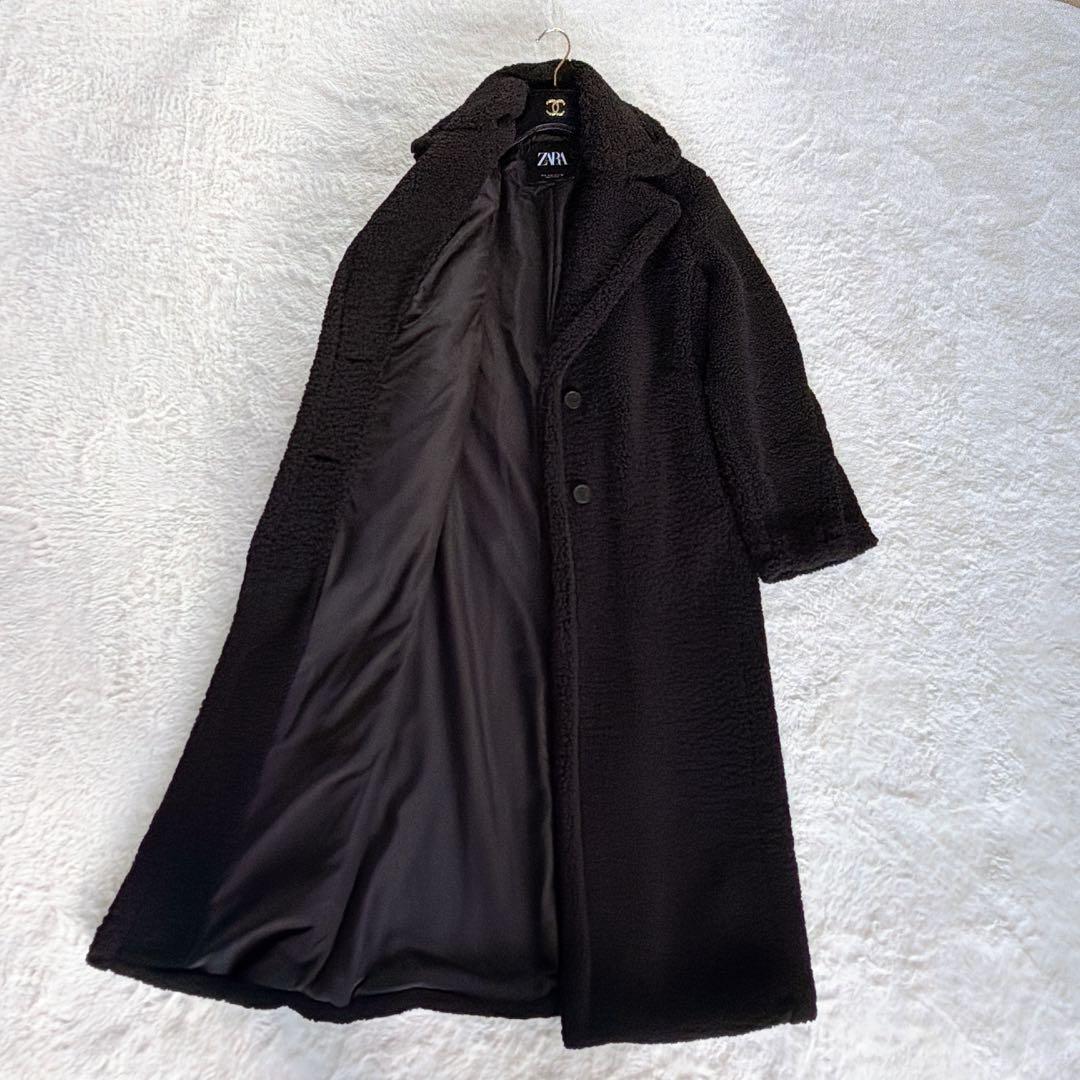 極美品✨完売入手困難【ザラ】テディベアコート エクストラロングボアコート 黒XS
