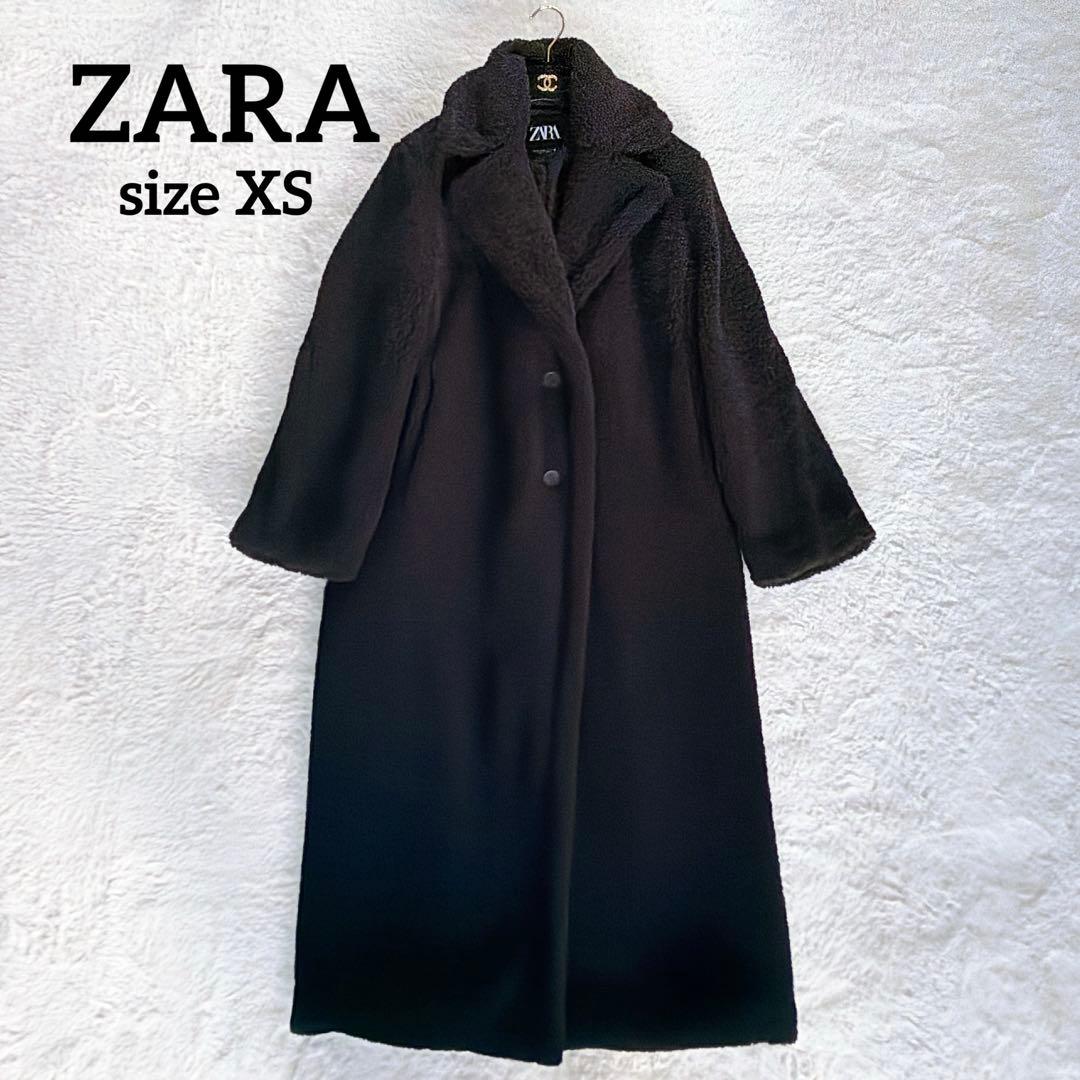 極美品✨完売入手困難【ザラ】テディベアコート エクストラロングボアコート 黒XS