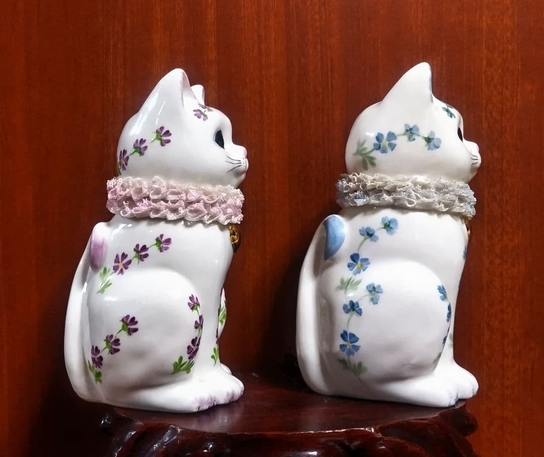 アイリッシュドレスデン 招き猫 ブルー＆ピンク ２点セット 美品