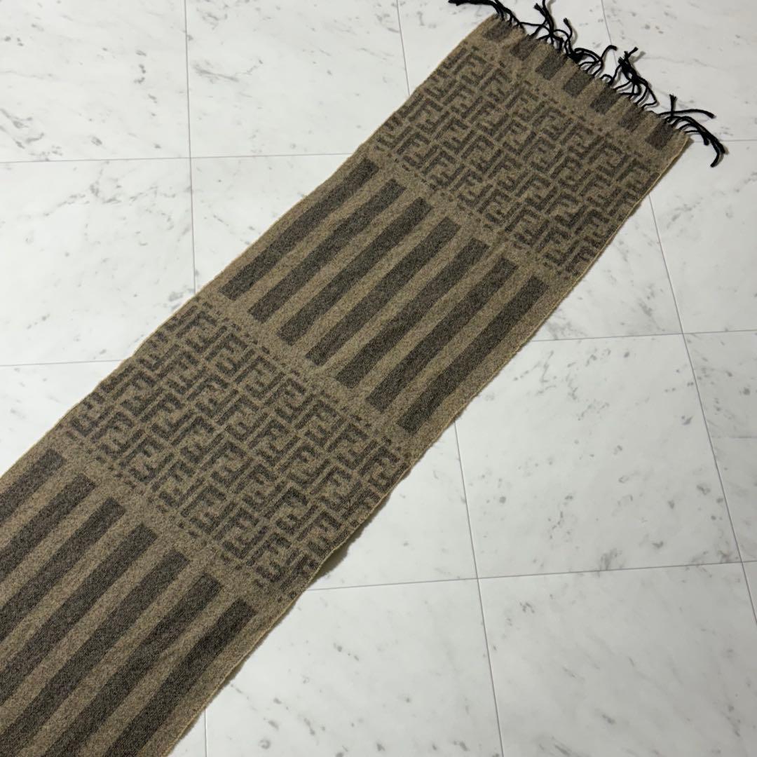 美品✨FENDI フェンディ ズッカ柄 マフラー ウール100%