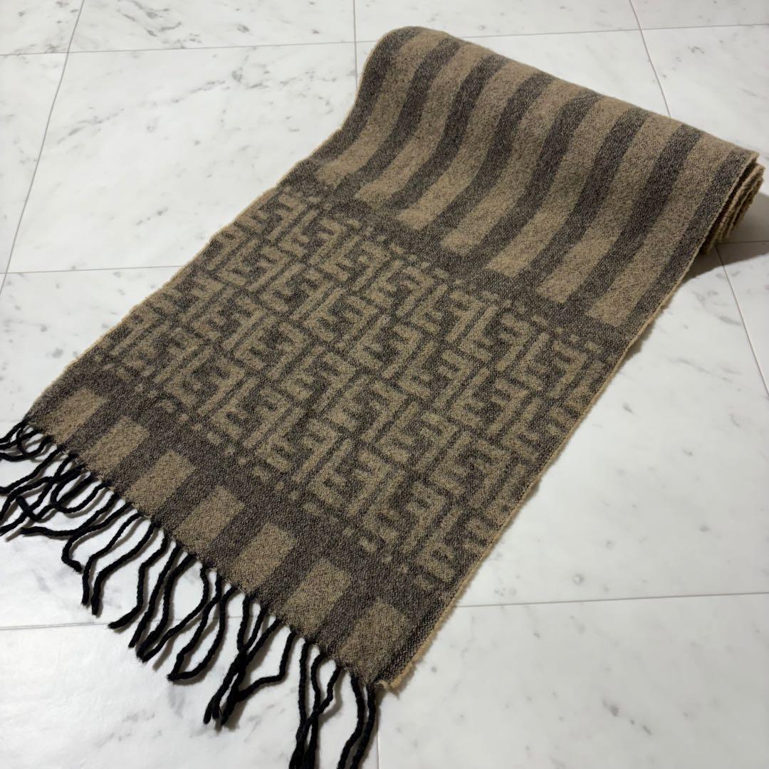 美品✨FENDI フェンディ ズッカ柄 マフラー ウール100%