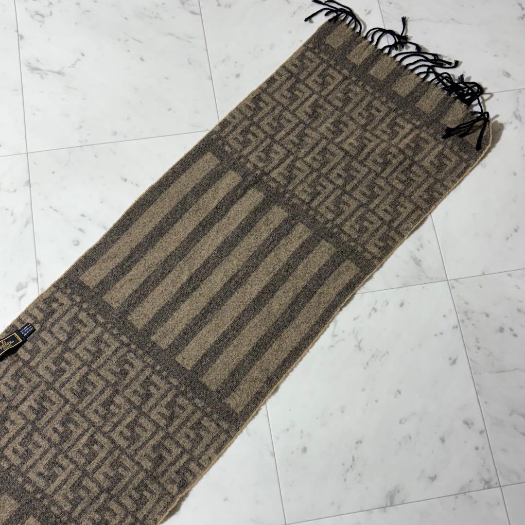 美品✨FENDI フェンディ ズッカ柄 マフラー ウール100%