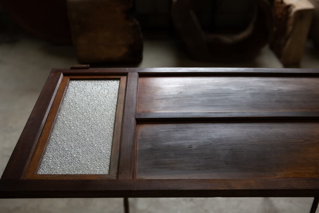 [nota]ダイヤガラスの木製扉 真鍮金具付き/ 古建具 ドア