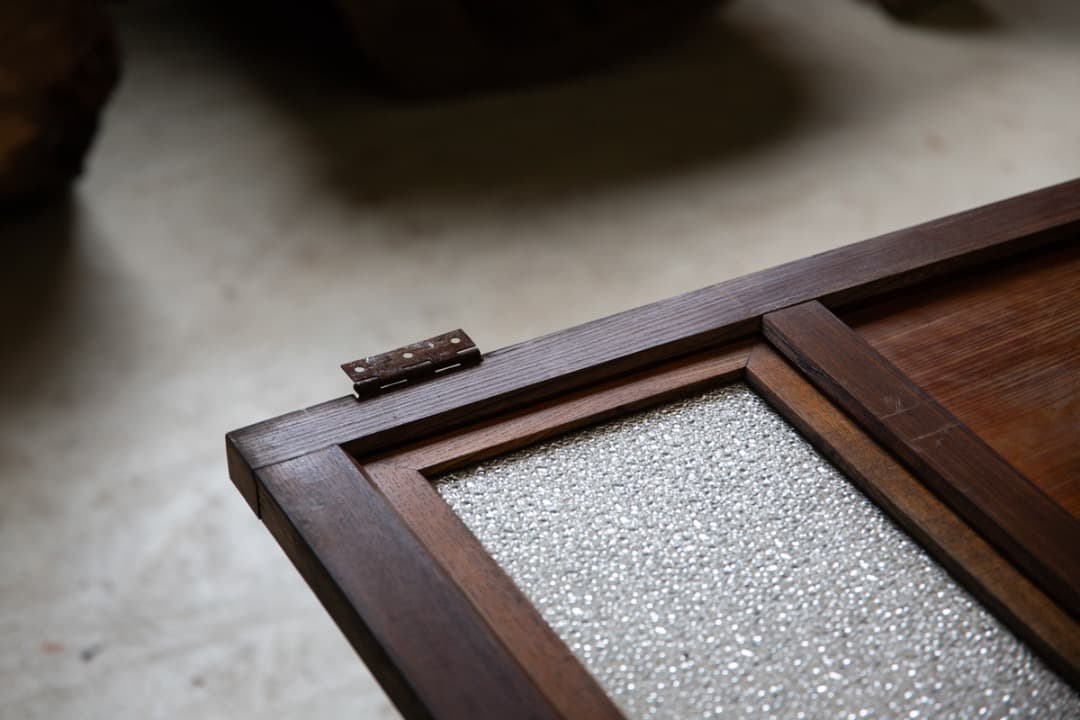 [nota]ダイヤガラスの木製扉 真鍮金具付き/ 古建具 ドア