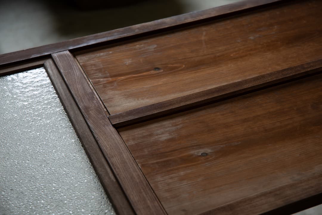 [nota]ダイヤガラスの木製扉 真鍮金具付き/ 古建具 ドア