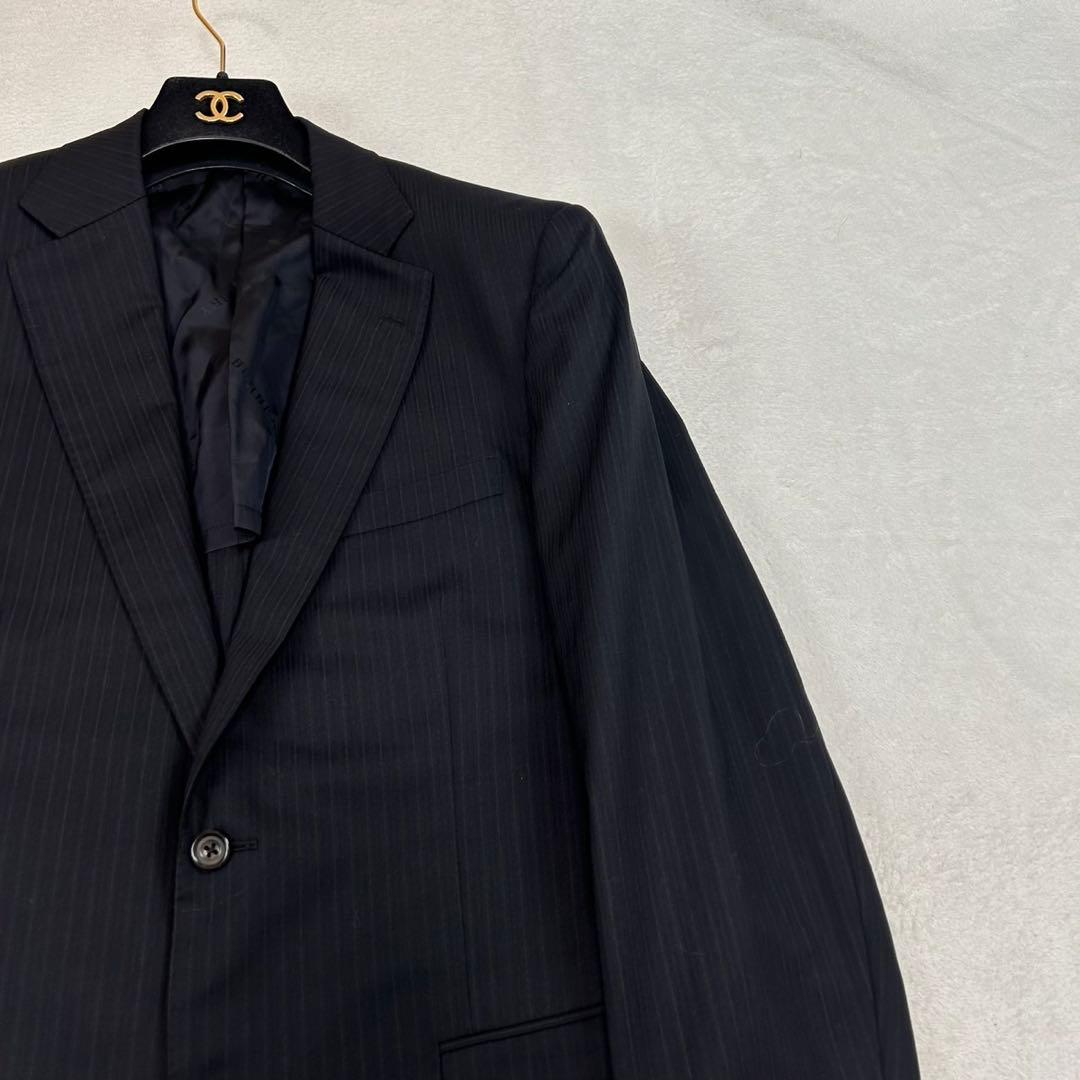 K561 L バーバリーロンドン 肩パット入り スーツ上下 ネイビー メンズ