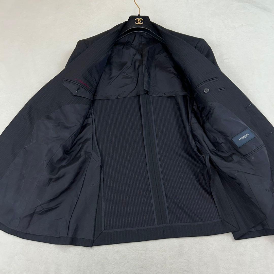 K561 L バーバリーロンドン 肩パット入り スーツ上下 ネイビー メンズ