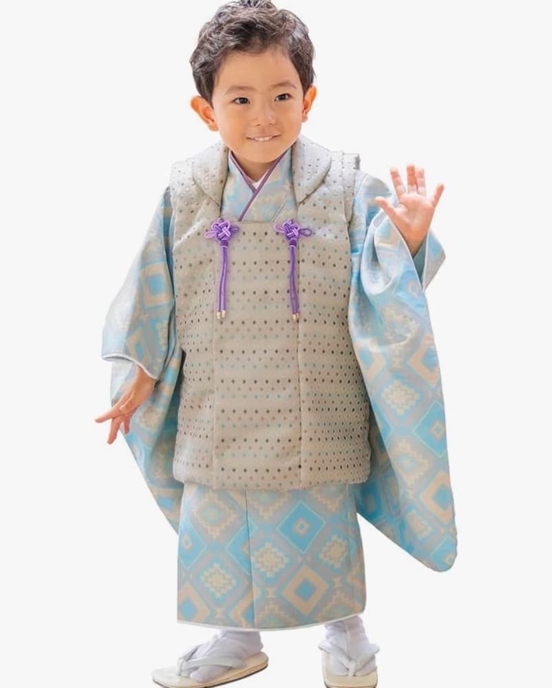 京のみやび 可愛い 被布セット お祝い 七五三 双子 水色 女の子 男の子 着物