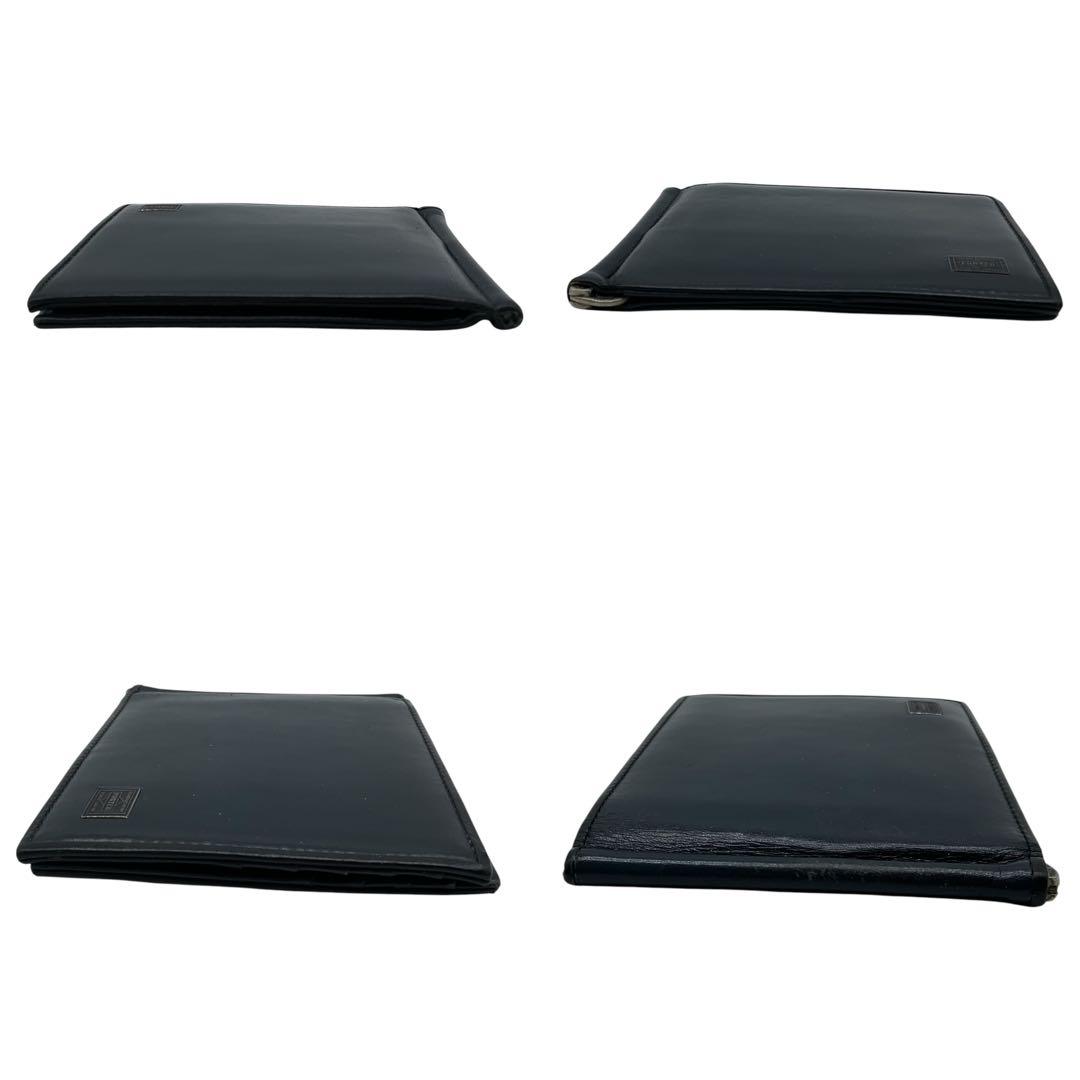 美品 PORTER ポーター PLUME 二つ折り マネークリップ レザー 黒