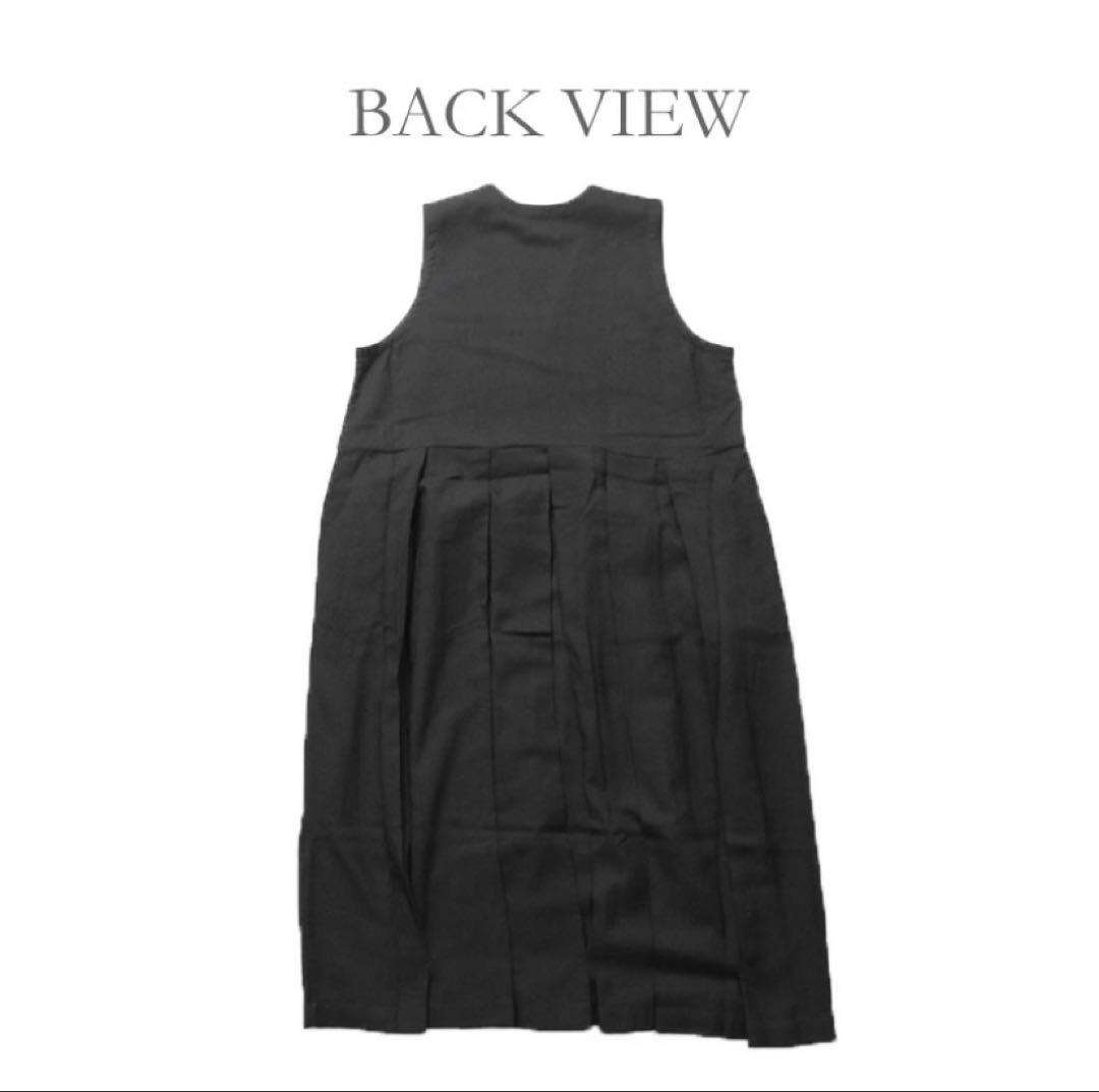 【SOIL】コットンウールツイルVネックプリーツドレス　黒サイズ2 新品タグ付