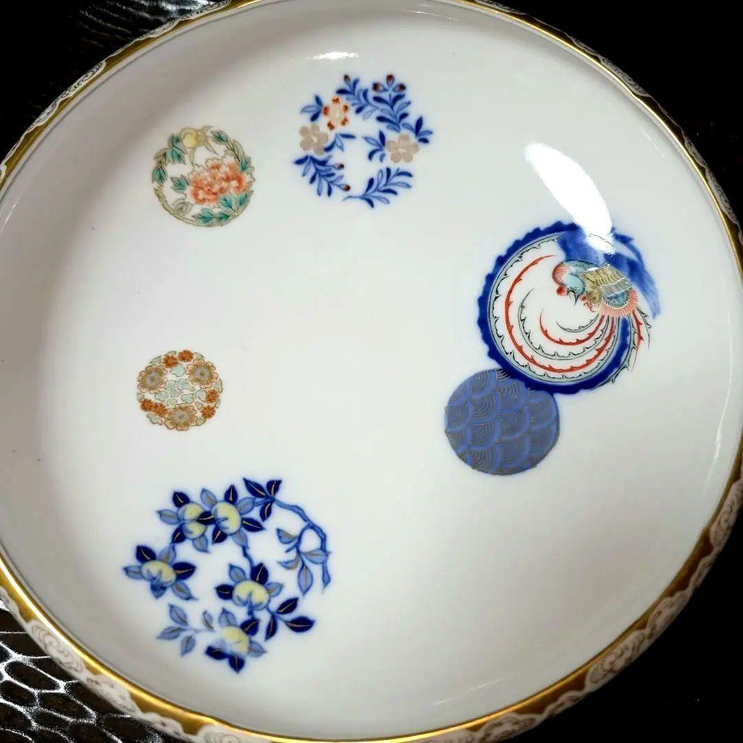 深川製磁　希少　オールド深川　染錦花丸紋　高台鉢　菓子鉢　盛り鉢