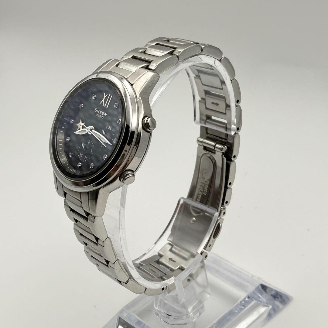 美品　カシオ　SHEEN　電波ソーラー　腕時計　クロノグラフ　レディース　稼働品