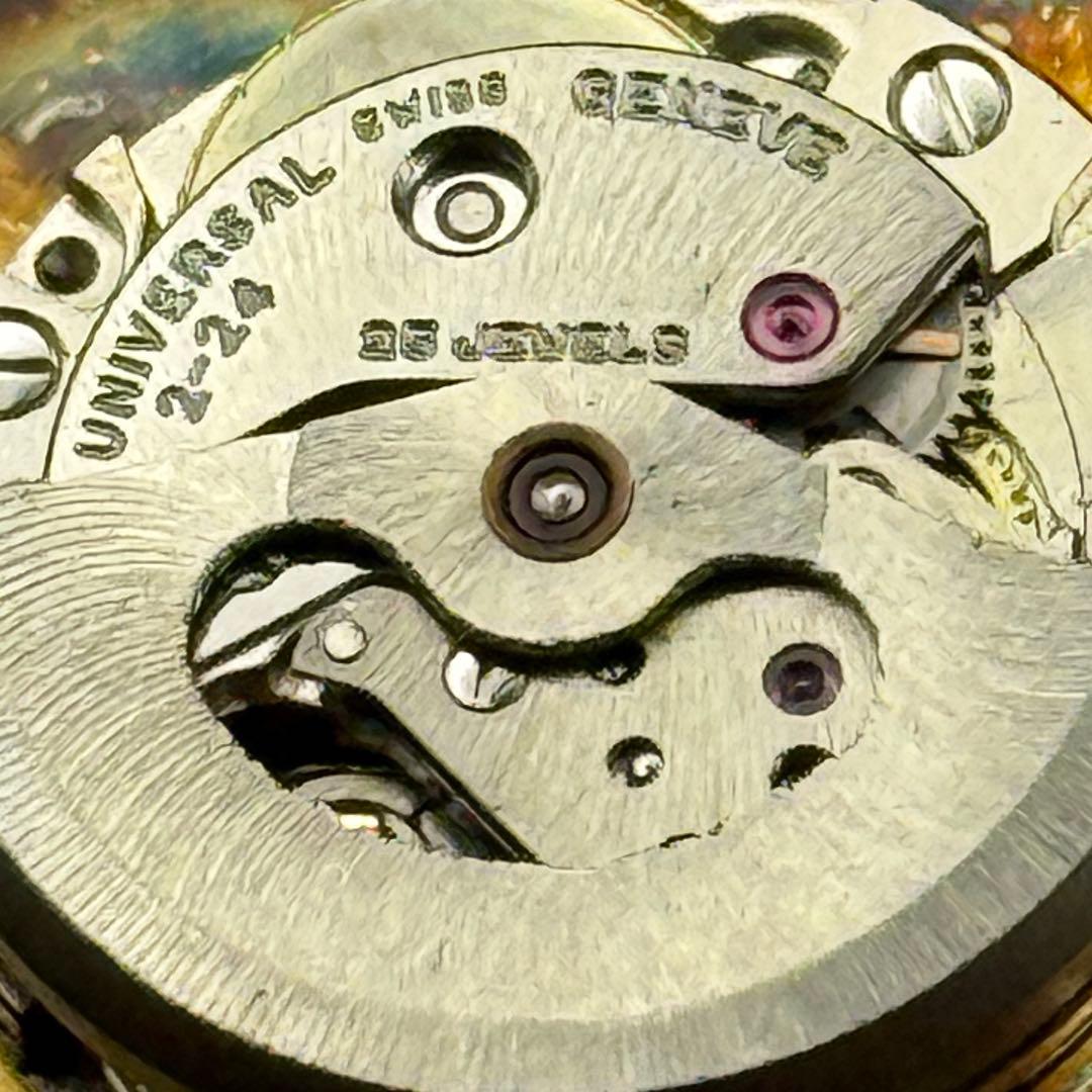 稼働品 ユニバーサル・ジュネーブ 自動巻き 角型 ゴールド文字盤 ユニセックス