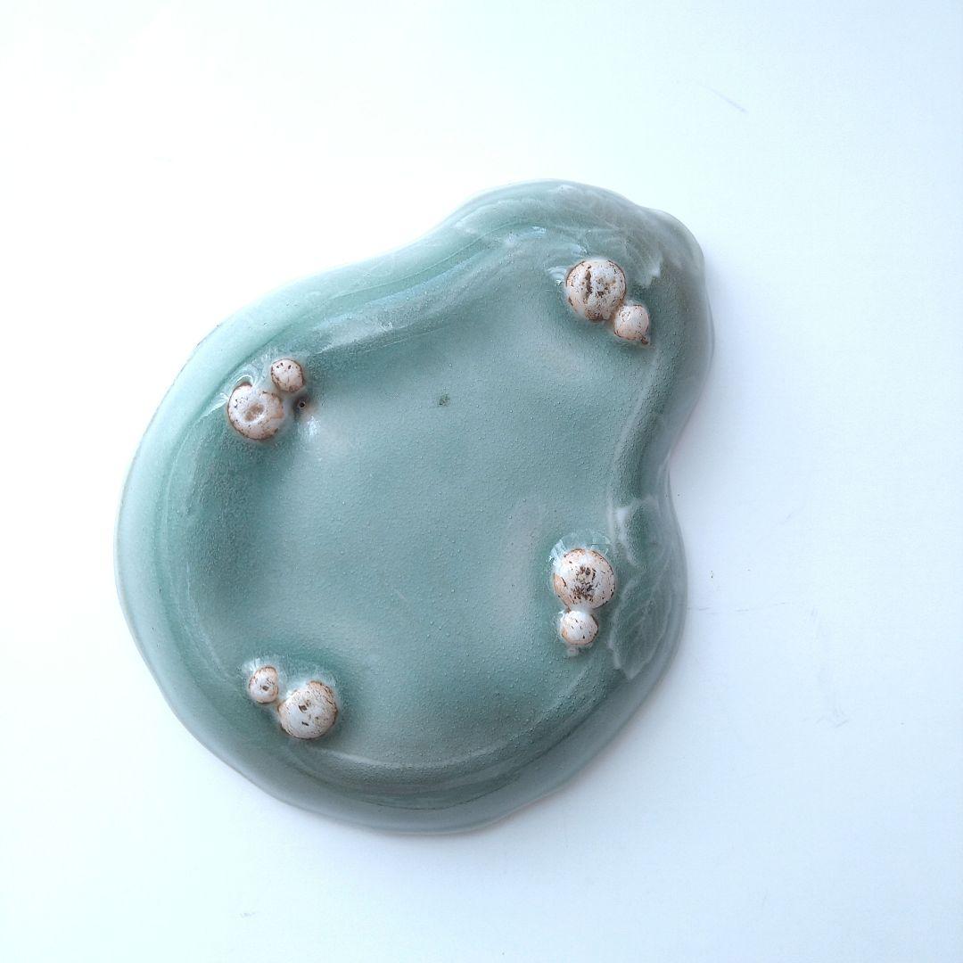 三田青磁 豆皿 手塩皿 2客 瓢箪文様 ひょうたん 足付き 江戸期　希少