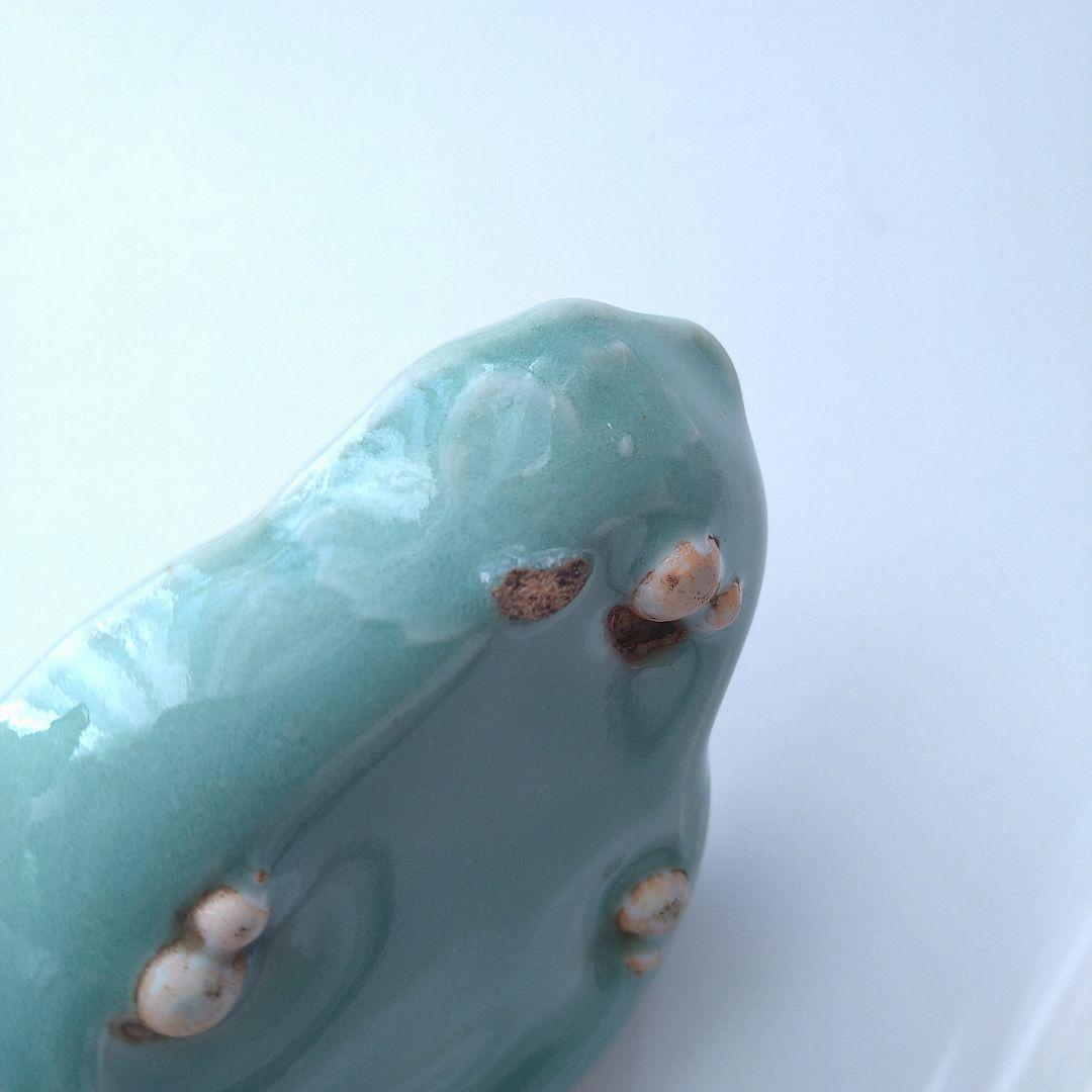 三田青磁 豆皿 手塩皿 2客 瓢箪文様 ひょうたん 足付き 江戸期　希少