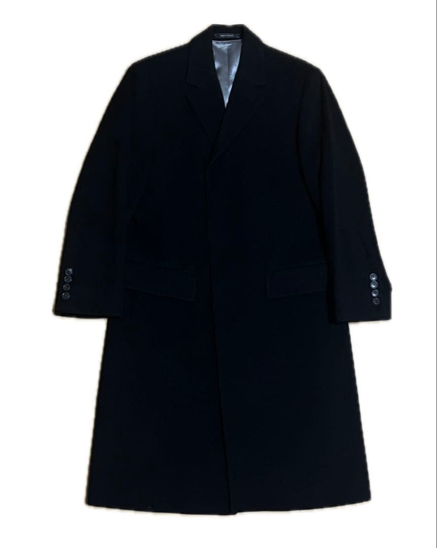 HUGO BOSSヒューゴボス カシミヤ混 チェスターコート 黒 サックス別注