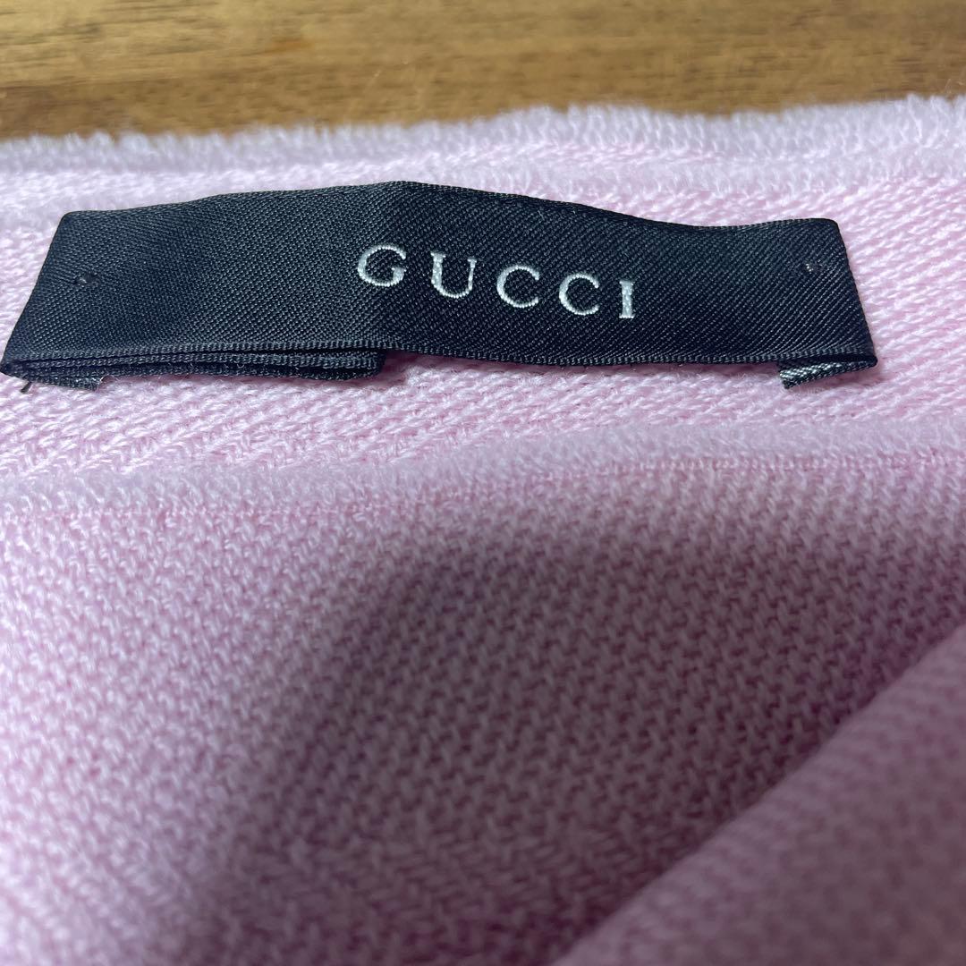 GUCCI ピンク ストール フリンジ付き